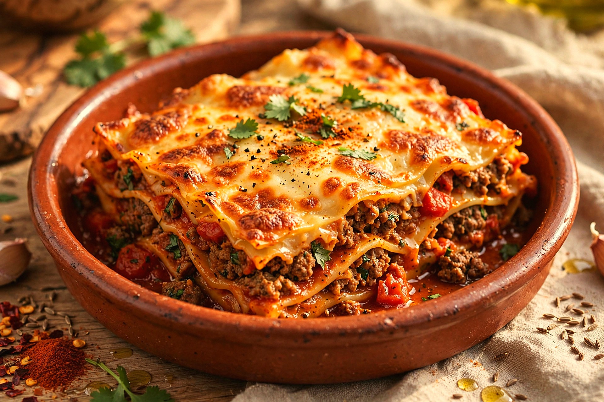 Lasagne à la kefta marocaine, création du chef